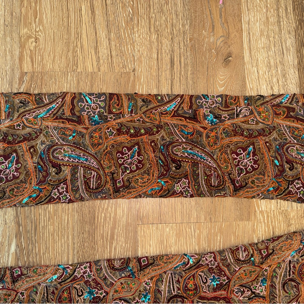 Cache Women's Vintage Sequined Boho Pants 100% Silk Size 2 - Picture 12 of 13